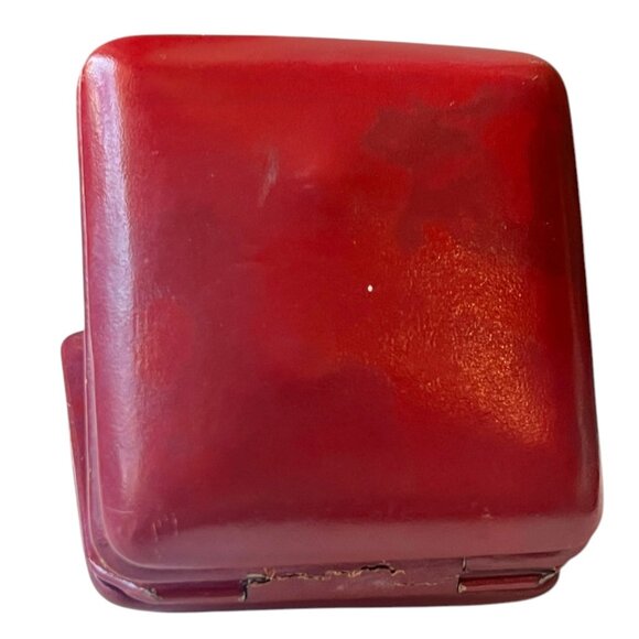 Rosemont Travel Alarm Clock W/  Burgundy Leather Case 15 Rubis Swiss Made Geneva - Picture 7 of 16